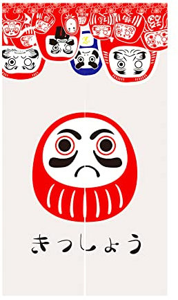 LIGICKY Noren Rideau de Porte Style Japonais Daruma Imprimé Fenêtre Tapisserie pour Décoration de Maison 85 x 150 cm