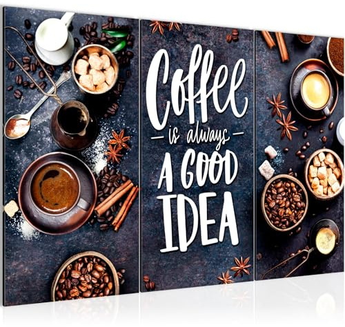 Runa Art Wandbilder Küche Kaffee Bild XXL Esszimmer Küchenbilder Grau Braun Coffee Esszimmer 120 x 80 cm 3 Teilig 041831a