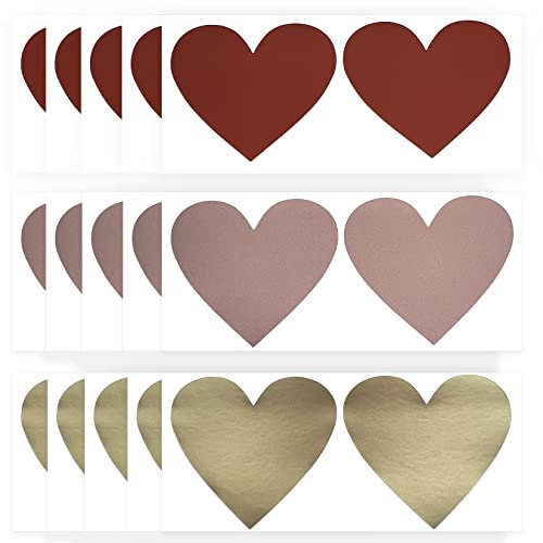 Rubbelaufkleber 30 Stück Rubbellose Selber Machen Herz Rubbelsticker in 3 Farben, Scratch off Sticker DIY Überraschungsgeschenke oder private Nachricht, Karten, Rot, Rose Gold, Gold