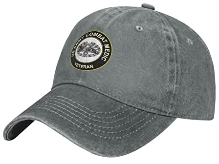 YINGD Denim Baseball Cap Us Army Combat Medic Veteran Denim Hip-Hop Cap Atmungsaktiv Waschbar Baseball Unisex für Männer Frauen, grau, One size