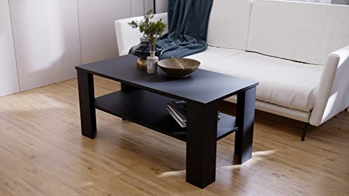 MRBLS Couchtisch - Modernes Design & Robuste Qualität – Wohnzimmertisch Beistelltisch Kaffeetisch Dekotisch Sofatisch – erhältlich in 7 Farben (Schwarz Matt - Schwarz Matt) - 110x 47x 51 cm (B/H/T)