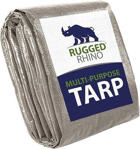 Rugged Rhino All Weather Bâche lourde 100 % imperméable - 5 millions de bâches résistantes à la température UV - Housse multifonction haute durabilité - Pour la maison, l'extérieur, la terrasse, la