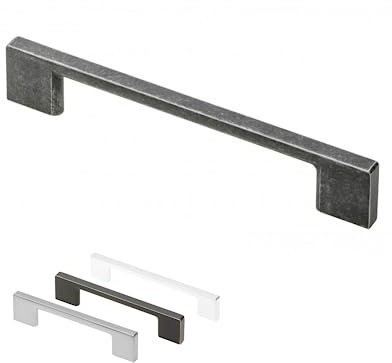 Gedotec Möbelgriff aus Vollmetall Silber antik mit BA 128 mm | Griffe für Küchenschränke inkl. Befestigungsmaterial | PALERMO | Möbelgriffe | Türgriffe für Schränke - Schrankgriffe