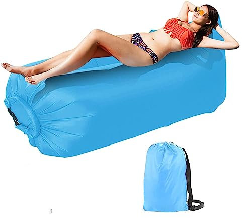Aufblasbares Sofa,Air Lounger Camping Accessories,Camping Sofa Wasserdicht Anti-Luft Leaking,Tragbares,Luft Sofa Für Outdoor, Party, Reisen (Blau)