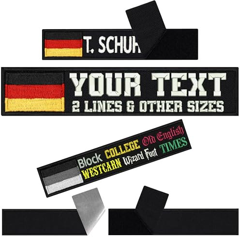 Patch Deutschland Klett Patch personalisiert Namensschilder für Kleidung | Patch Klett Militär Namensschild Klett Militär Rucksack Deutschland Flagge | 125x25mm