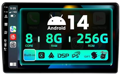 SXAUTO ¦ 8G+256G, 8-Core ¦ Android 15 IPS Autoradio Per FIAT 500L (2012-2016) - Senza fili Carplay & Android Auto - LED Camera + MIC - DAB Fast-boot Volante 360-CAM WIFI DSP - 2 Din 10.1 Pollici