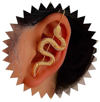 TseenYi Boho Schlange Wrap Crawler Haken Ohrringe Gold Schlange Manschette Haken Ohrringe Punk Serpent Piercing Climber Ohrringe Piercing Ohr Climbers Haken Ohrringe Schmuck Für Frauen Und Mädchen