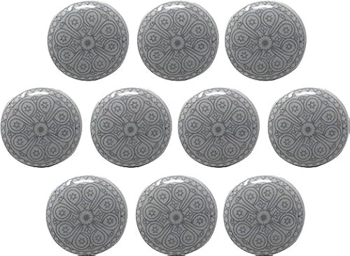 Art Of Creation Grey and White Ceramic Door Knob Assorted Handmade Door Knobs Vintage Look Shabby Chic Interior Furniture Cabinet Cupboard Drawers Pulls Handles (Pack of 10)