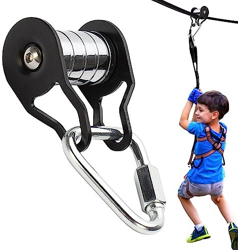 Povanjer Seilrolle Für Slider Slackline | Steel Slider -Umlenkrolle Für Seil - Starke Tragende, Robuste Riemenscheibe Mit 5 Rollen, Multifunktionales Trainingszubehör Für Zuhause, Park,
