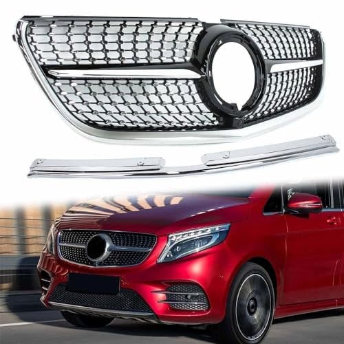 ARZARF Kühler Front Grill Kühlergrill,für Benz Vito W447 AB 03.2019-2023 Frontgrill Kühlergrill Modifiziertes Zubehör Kühlergrill Streifen Front Kühlergrill