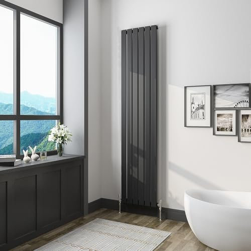 Biubiubath | Flat Panel Radiator 1800x408mm Black Vertical Radiator Single Column Horizontal Radiator Modern Central Heating Radiators Designer Radiators
