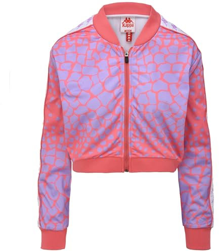 Kappa - Felpa con Zip, Donna, Rosso, Poliestere, Streetwear Sportivo, 222 Banda ASBER GRAPHIK, Taglia: XS