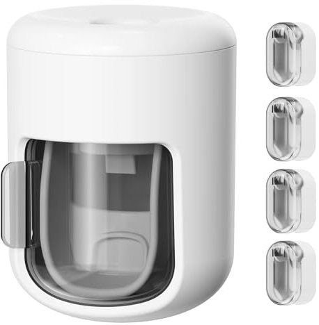 FOTINOR Zahnbürstenhalter, 4 Stück mit 1 Zahnpasta-Spender, Wandmontage, Selbstklebender Organizer für elektrische Zahnbürsten, mit Abdeckung, staubdicht, wasserdicht, für Badezimmer, Kinder