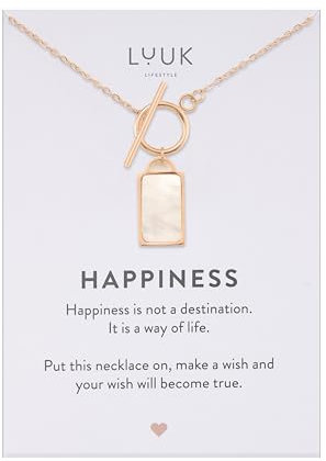 LUUK LIFESTYLE Collier en acier inoxydable avec pendentif en perles I nacre en forme de rectangle I plaqué, chic et filigrane, cadeau pour meilleur ami, rose