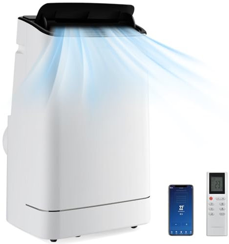 TANGZON 18000 BTU Portable Air Conditioner, WIFI Smart App Enabled, 4-in-1 Mobile Cooler, Dehumidifier, 3 Speeds Cooling Fan with Sleep Mode, Oscillation, Remote Control, 24H Timer & Digital Display