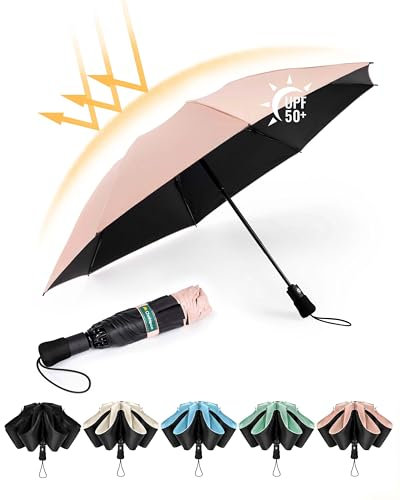 Chakipee Paraguas plegable Antiviento mujer - Paraguas invertido resistente al viento, Paraguas de viaje automático portátil compacto hombre, revestimiento de 210T, resistente a los rayos UV