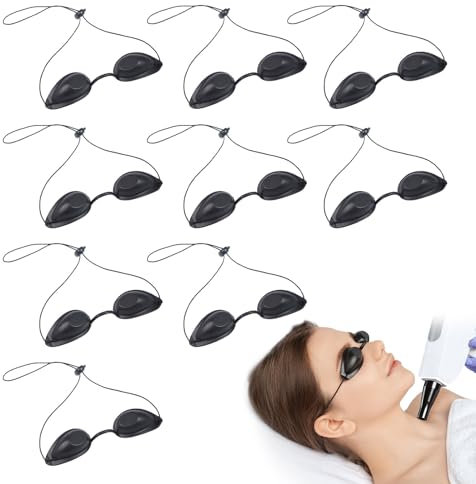 FUIPVGI 9 Piezas Gafas de Bronceado de Seguridad Ajustables, Protección de La Luz del Laser Gafas, UV Light Protectores Oculares Infrarrojos Gafas de Belleza, Protección Ocular Parche Ocular (Negro)