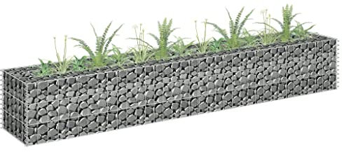 Panier en fil de fer - Panier en gabion renforcé - Crochets en gabion - Lit surélevé en acier galvanisé - 180 x 30 x 30 cm - Gabion mural - Clôture pour maçonnerie - Pierre galvanisée - Gabion