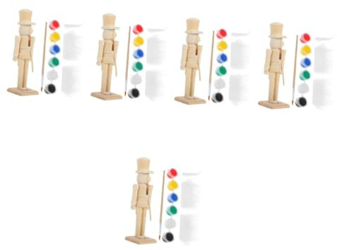 BESTonZON 5 Sets Nussbaum Soldat Ornamente DIY Rohholz Nussknacker Marionette DIY Nussknacker Weihnachts Nussknacker Ornament Unbemalter Nussknacker DIY Rohling Nussknacker