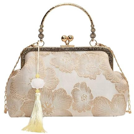 Harilla Kiss Lock Umhängetasche, Tanz Elegante Tragetasche Damen Vintage Retro Stil Handtaschen