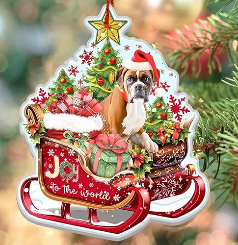 Boxer Lovers Gifts for Boxer Lovers - Christmas Decorations 2024 for Boxer Lovers, Dog Mom, Dog Dad, Pet Lovers - Boxer Aluminum Ornaments (NOT 3D) for Christmas Tree