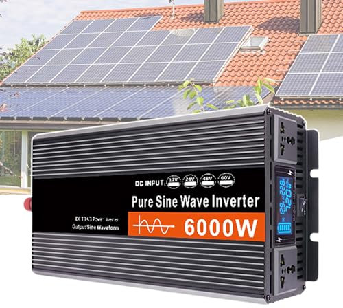 pealiritansemen Onduleur À Onde Sinusoïdale Pure, Prise D'adaptateur pour Équipement Électrique, Onduleur Solaire, Convertisseur De Puissance De Véhicule 12 V 24 V 48 V 60 V,6000W