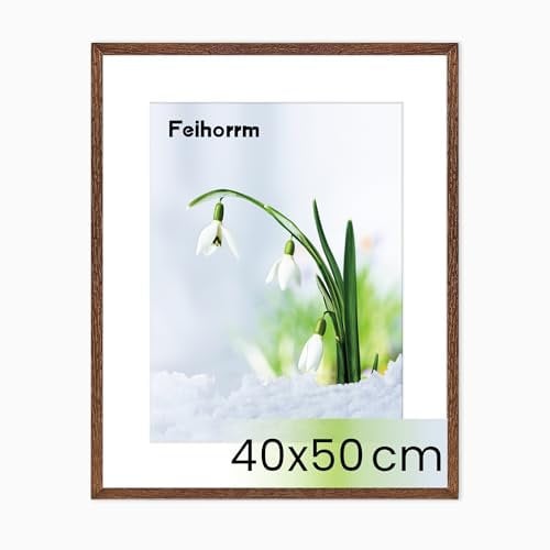 Feihorrm Bilderrahmen, 40x50 cm Fotorahmen aus Eiche, Mit gehärtetem Glas, Für 40x50 cm-Fotos ohne Passepartout oder 29x39 cm-Fotos mit Passepartout (Dunkel Braun, 40x50 cm/ 1x)