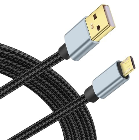 JSADZKJ USB Micro CableUSB A a USB Micro 2.0 de nylon trenzado cable de carga rápida USB Micro Android Cable de carga para teléfono móvil,ordenador portátil,auriculares Bluetooth (3M/10Ft)