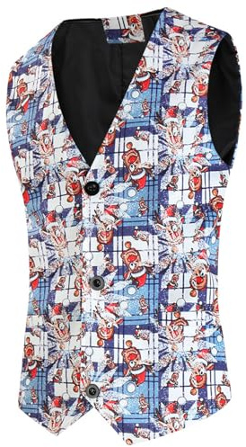 2024 gilet di Natale da uomo gilet di Natale divertente Natale festivo Babbo Natale festa matrimonio scollo a V senza maniche slim fit elegante formale gilet a spina di pesce Xmas gilet albero di