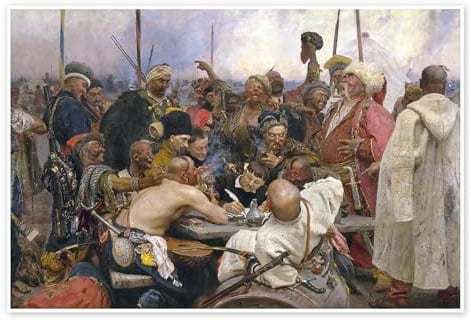 Posterlounge Antwort der Saporoger Kosaken Poster | 100 x 70 cm von Ilya Efimovich Repin Wandbilder Wanddeko