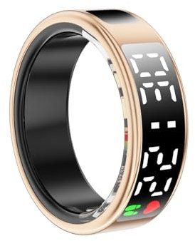Smart Ring, IP68 Smart Ring with Diplay for Women Men w/Sleep Heart Rate Blood Oxygen Monitor Waterproof Fitness Tracker Pedometer Calories Step Counter Bluetooth Health Ring, Rose Gold #8