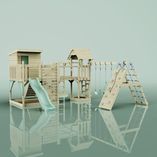 OutdoorToys Spielturm Lars aus Holz in Grün Babyschaukel