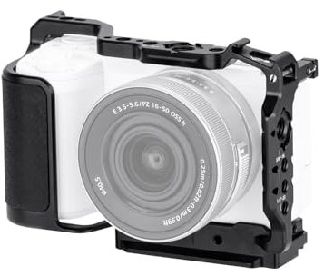 Nitze ZV-E10 II Jaula para cámara Sony ZV-E10 II con 2 rieles integrados de la OTAN, zapato frío integrado, mango ergonómico, placa de liberación rápida para Arca-Swiss - T-S14A