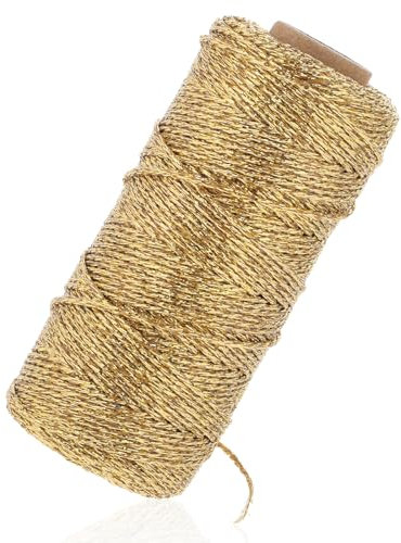 100m Goldene Schnur, 1.5MM Gold Kordel Nicht Elastisch Nylonschnur Goldfaden DIY Bastelschnur Kordelband Goldene Schnur zum Basteln,Hochzeitsdekoration,Weihnachtsdekoration oder Verpacken