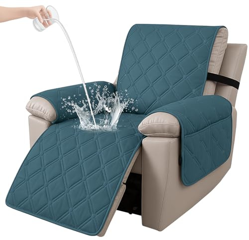 Ystyle Funda Sillon Relax Reclinable 1 Plaza, Funda Butaca Reclinable Impermeable con Banda Elástica, Antimanchas y Antiarañazos, Fundas Lavables para Sillas Reclinables, Verde Oscuro