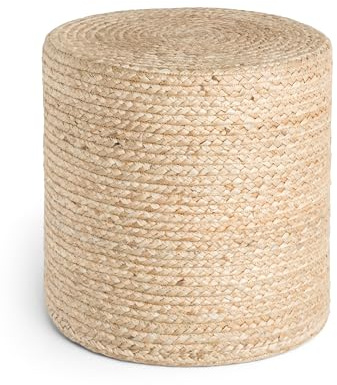Hanse Home Jutta Jute Pouf - Natürlicher Sitz-Pouf aus Jute, Zylindrische Form im Boho Look, Hocker, Ottoman, Sitzhocker, Sitzkissen für Wohnzimmer, Esszimmer, Flur - Natur Gold, 40x40x40