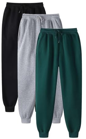3Er Pack Jogginghose Unisex Sporthose Herbst/Winter High Wais Cinch Bottom Fitnesshose Einfarbig Stretch Leichte Bequeme Sweatpants Outdoor Laufhose Sport Fitnesshose Mit Kordelzug Und Taschen,S-3XL