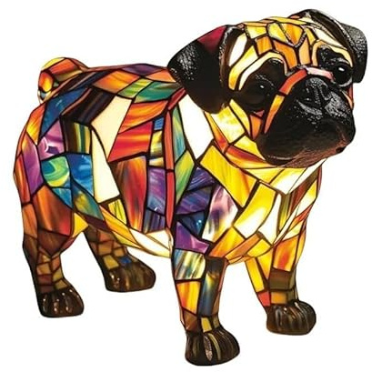 Generisch Gartenstadl Leuchthund - handgefertigte Lampe, die Herzen erstrahlen lässt(Mops)
