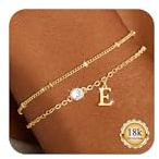 Maynor Armband Damen mit Buchstaben 5A Zirkonia Anhänger,Initialen A-Z 18K Vergoldet Armbänder, Personalisierte Namensarmband Schmuck Geschenk Frauen Mädchen Frau Mama