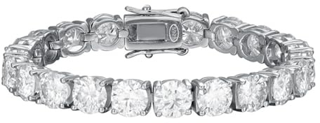 TUSRORSU Moissanit-Tennisarmband mit Rundschliff, 8 mm, Farbe D, VVS1, Diamant-Tennisarmband für Damen, 925er Sterlingsilber, Tennisarmband, Herren-Schmuck, 15–23 cm, 19.5cm / 7.68 in, Silber