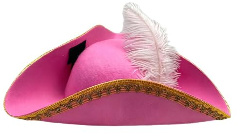 UxicRuya Karneval Piratenhut, Filzhut mit Feder für Erwachsene, Unisex-Kostümkopfbedeckung, Halloween-Retro-Accessoire, Party-Kostümrequisiten für Maskenball, Mottoparty, Bühnenauftritt