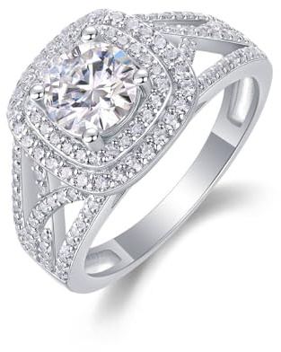 Skcess Platin Damen Ring, Ring 6.5mm Moissanit Weiß 1ct Moissanit Größe 57 (18.1)