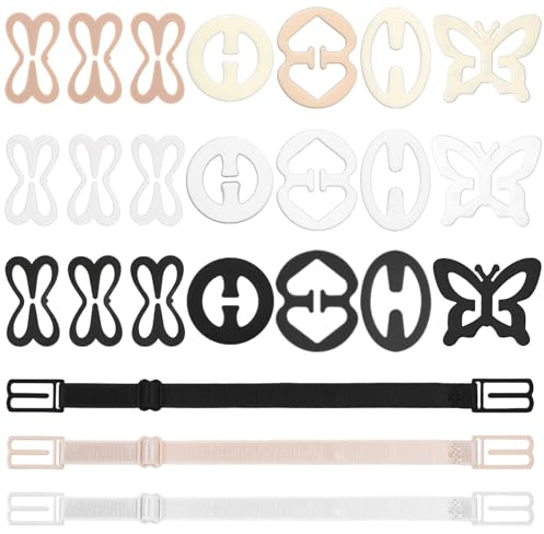 ElevateTech Bra Strap Clips Holders, 24 Pcs Bra Clips | to Make Racerback Strap Holders, for Slipping Bra Clip for Conceal Strap, Adjustable Anti-Slip Bra Converter Cleavage Control
