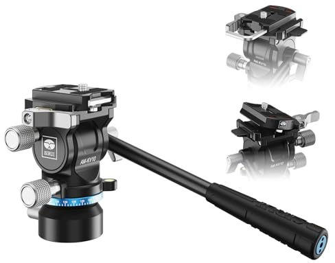 SIRUI Tripod Fluid Head with 8° Leveling Base, Metal Pan Tilt Head with Side-Loading Quick Release, Video Tripod Head for Compact DSLRs Cameras, Lightweight for Travel Vlog, Max Load 11lbs/5kg