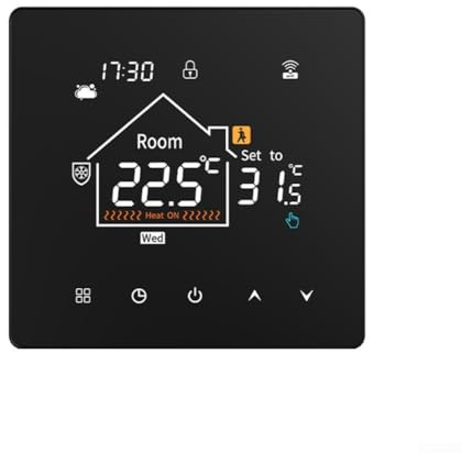 Programmable WiFi Thermostat Compatible with Standard 86/60mm Junction Boxes for Underfloor Heating with Remote Control via Tuya/Smart Life (16A)