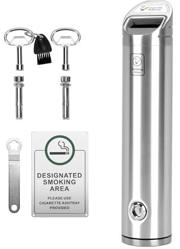 Lockable Wall Mounted Metal Ashtray. Space Saving Cigarette bin Suitable for Outdoor use in Communal Smoking Areas or Smoking Shelters at a Pub, bar, Office, Restaurant, café or Nightclub