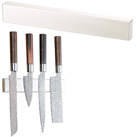 Rosenstein & Söhne Magnetleiste: Durchgehende Magnet-Messerleiste aus gebürstetem Edelstahl, 36 cm (Magnet-Messer-Leiste, Schienen Messer, Flaschenöffner)
