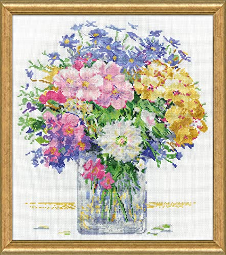 Design Works Crafts Kreuzstich Stickpackung Pastellblumen, Zählmuster