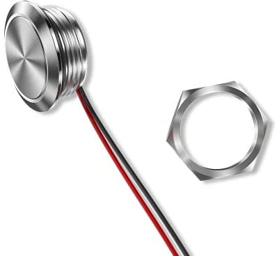 Metzler ultraflacher Edelstahl Drucktaster rostfrei IP67 - Einbau Durchmesser Ø 19 mm - Tastend