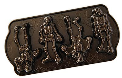 Nordic Ware Backform Spooky Skeleton Cakelet Aluminium Braun, 35,6cm x 17,5cm, NW 93548